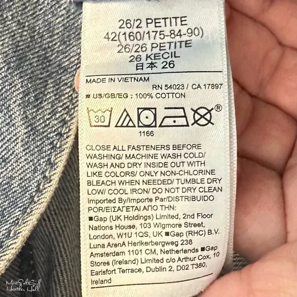 Gap High-Rise Patch Distressed Barrel Jeans Size 26 Petite - Picture 6 of 6